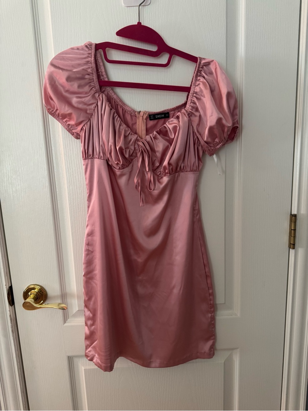 Pink Puff Sleeve Mini Dress